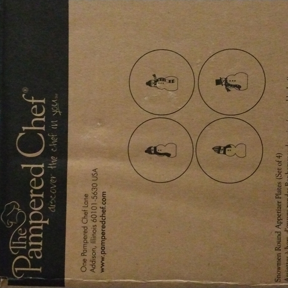 NEW Pampered Chef Holiday Appetizer Plate Set * Glass Snowmen Christmas … - Picture 3 of 7